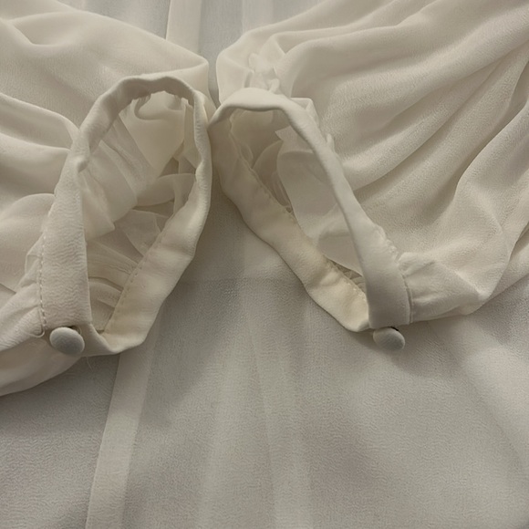 H&M women’s pleated long sleeves whit/ cream blouse - Picture 12 of 14